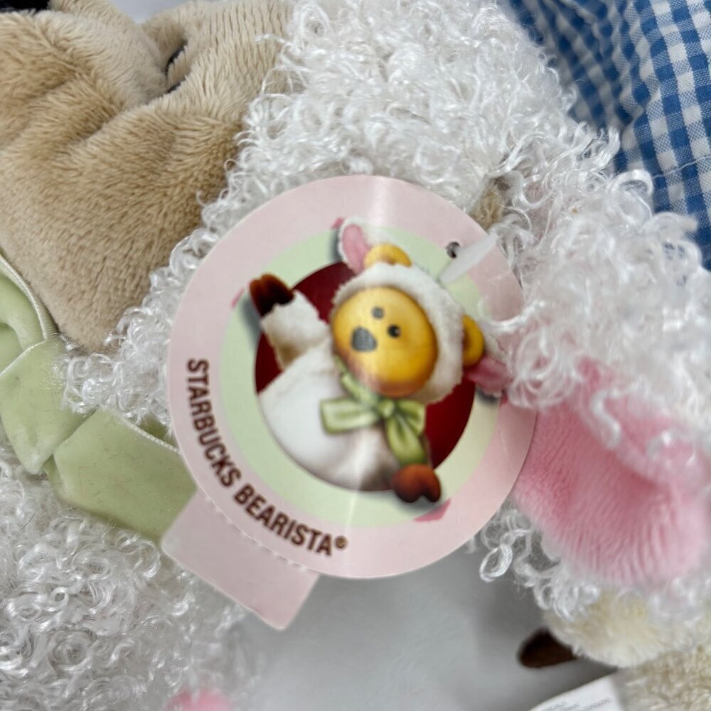 Starbucks Bearista Bears 3 Plush Lil Bo Peep Straw Hat Sheep Costume Mini Lamb - Picture 12 of 12